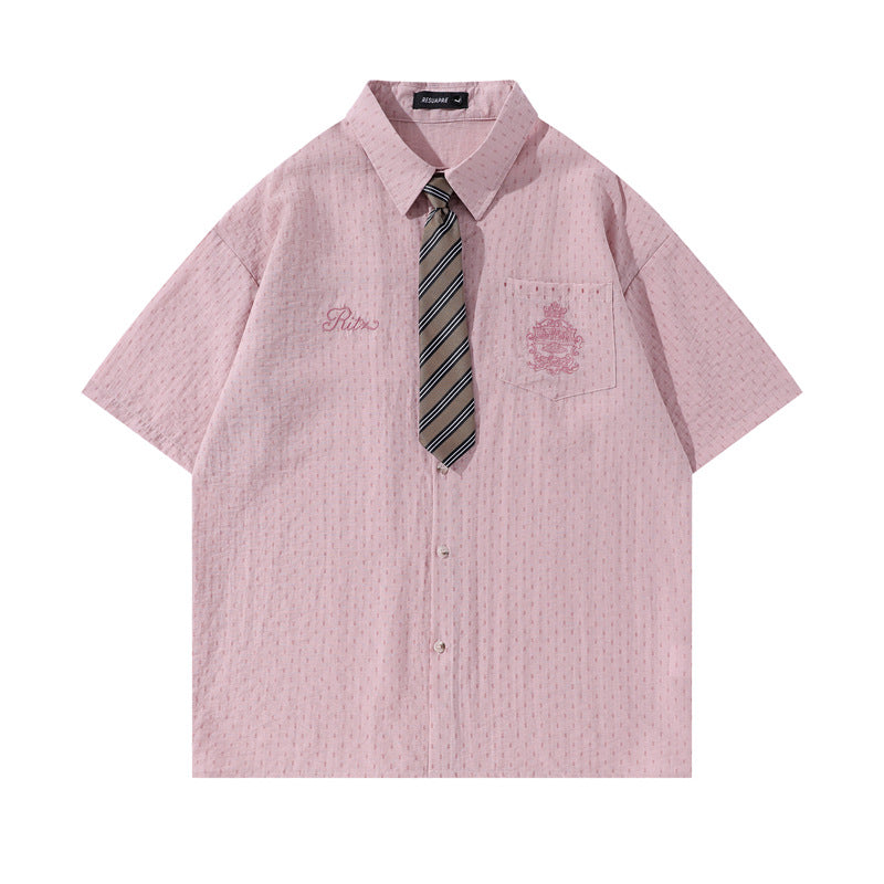 Y2K mens shirt vintage striped short sleeve shirt