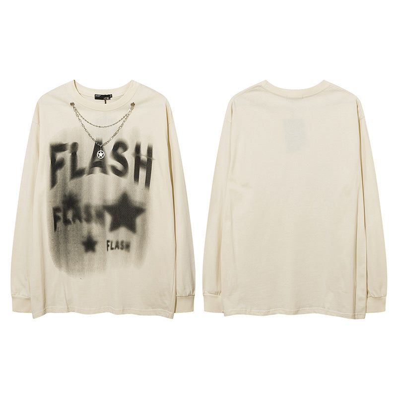 Vintage T Shirts Hip Hop Vintage Loose Long Sleeve T-Shirt