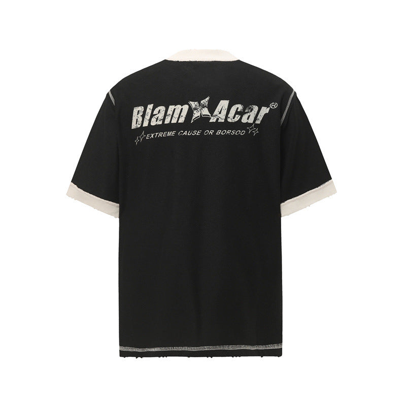 Casual Street Wear Vintage Loose Letter Print Short Sleeve T-Shirt