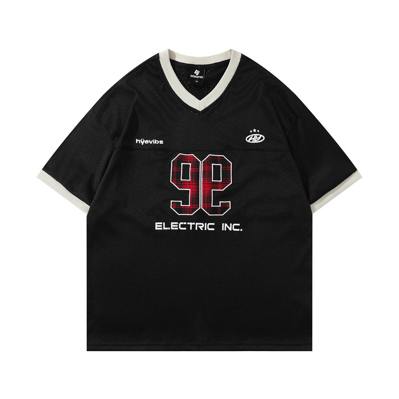 Y2K mens shirt v-neck short-sleeved T-shirt