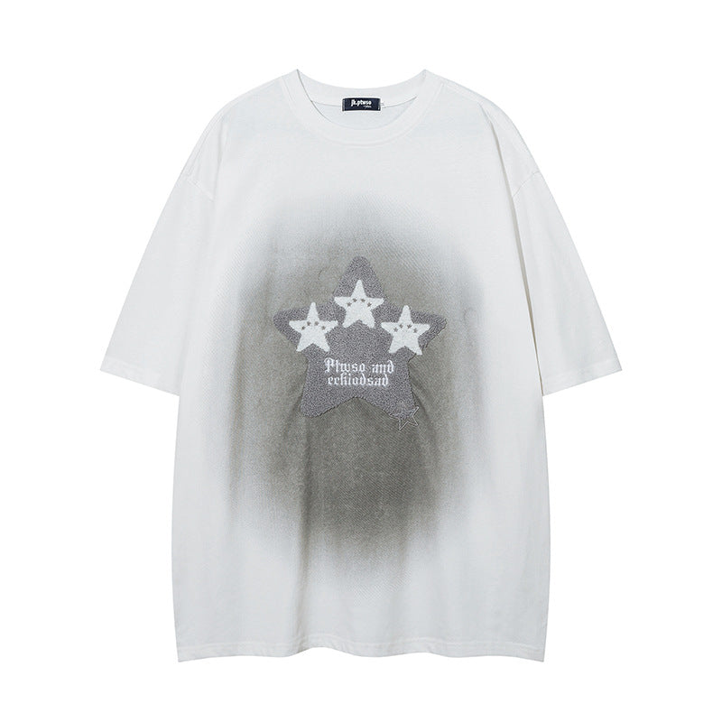 1990 Fashion T-Shirt Vintage Embroidered Short Sleeve T-Shirt Spring Summer