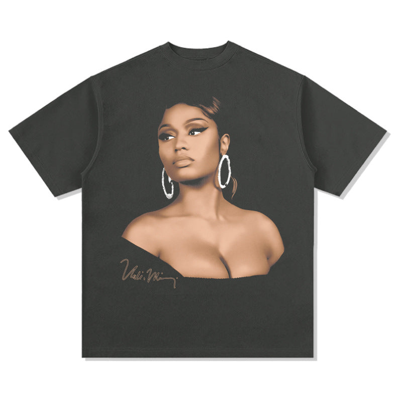 Cool t rapper vintage hip hop mina nicki minaj print short sleeve t-shirt