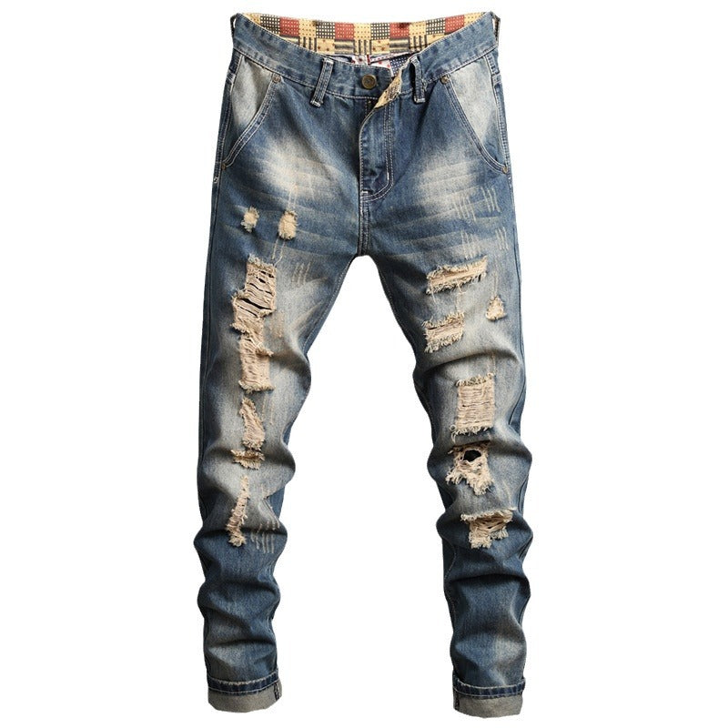 1990 Fashion Jeans Ripped Vintage Autumn Washed Jeans Straight Pants