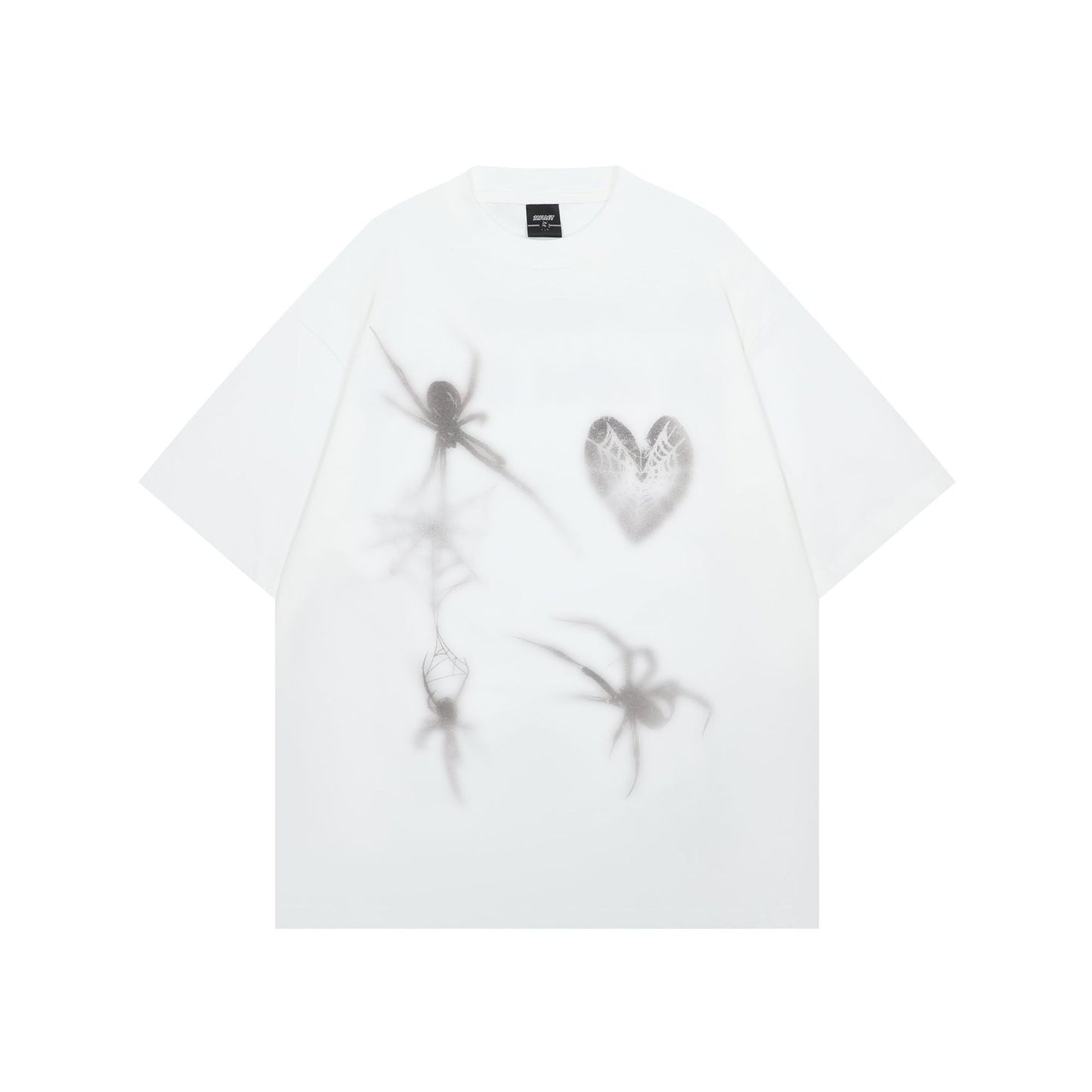 Hustle vintage summer heart-shaped printed wash water old short-sleeved T-shirt