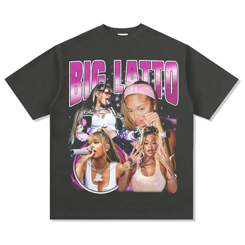 New york hip hop shop vintage hip hop Big Latto print short sleeve t-shirt