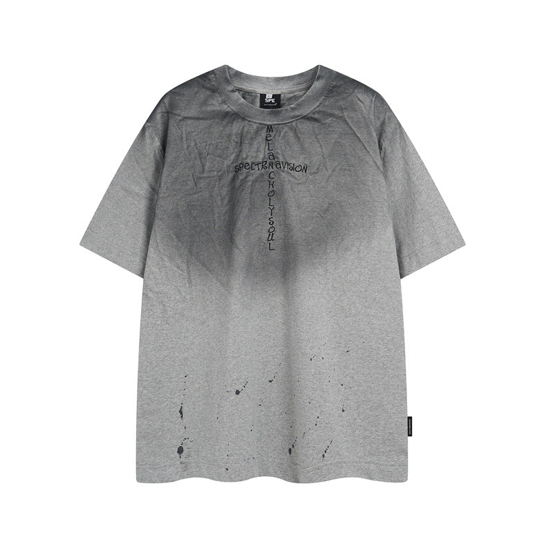 Y2K mens shirt old loose vintage washed short sleeve T-shirt