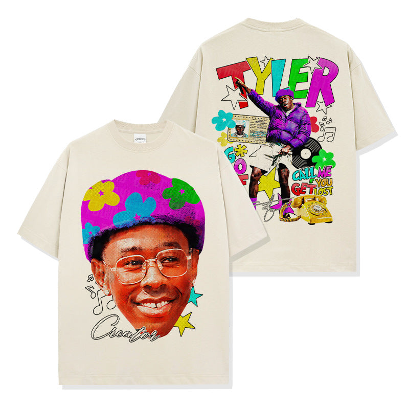 Unisex T-shirts double-sided print street loose
