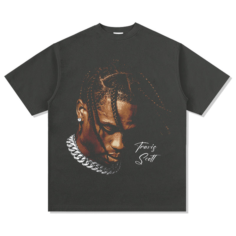 New york hip hop shop vintage, hip hop scott print short sleeve t-shirt