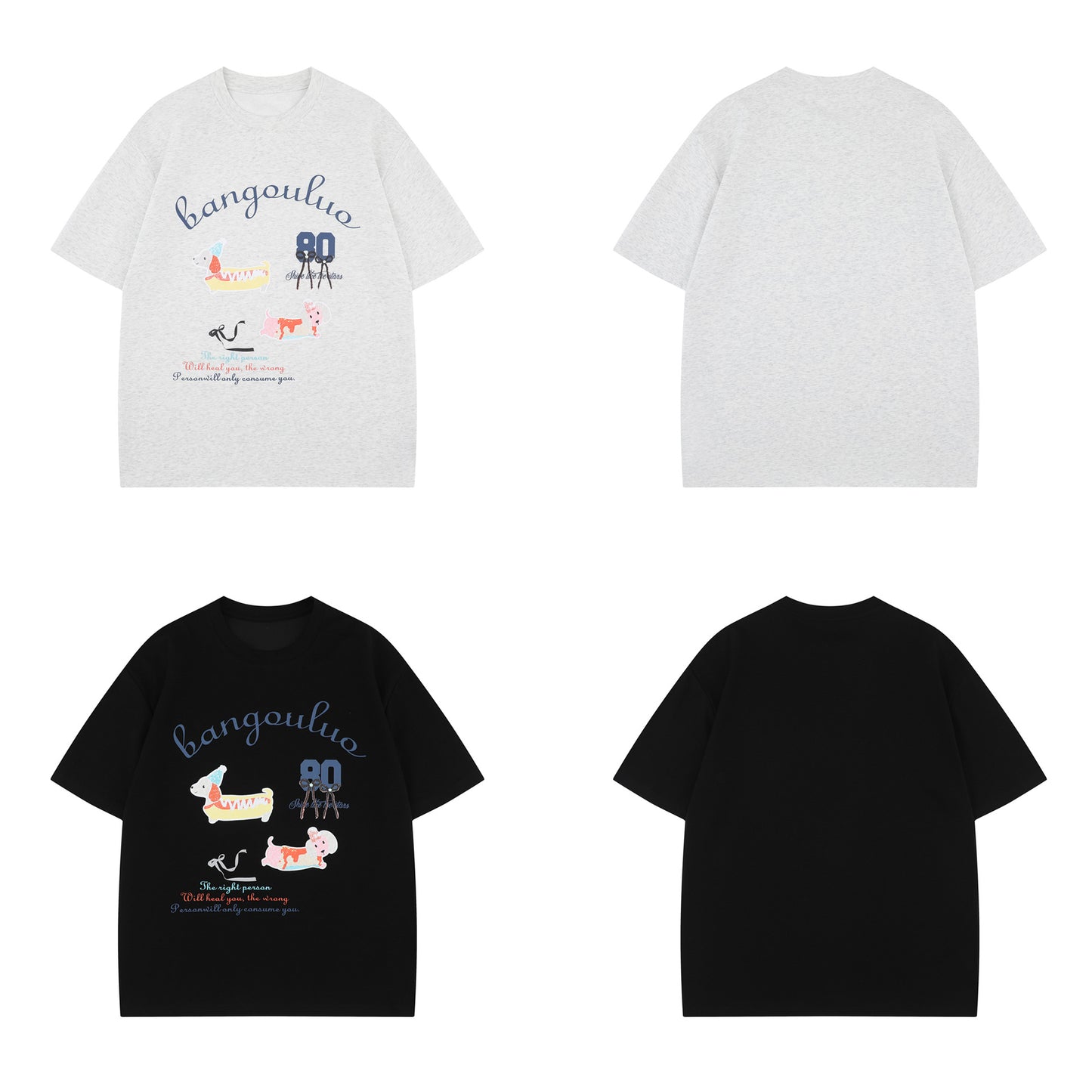 Unisex T-shirts Summer Vintage Cartoon Men's Loose Short Sleeve T-Shirt