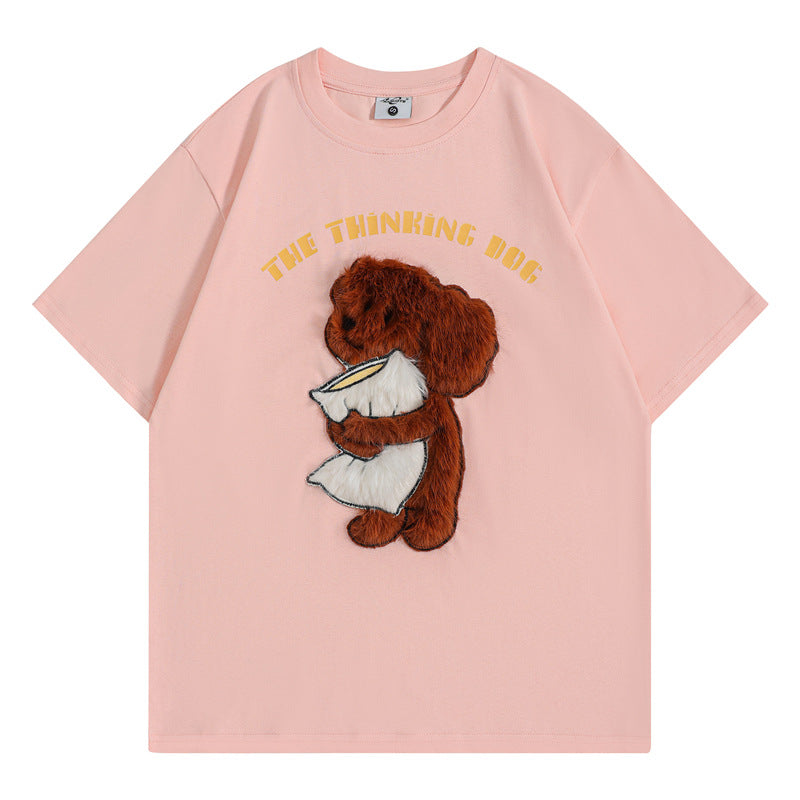 Camisetas streetwear Summer Vintage Puppy Casual Loose Short Sleeve T-Shirt