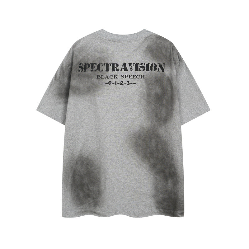 Y2K mens shirt retro round neck men's short sleeve T-shirt