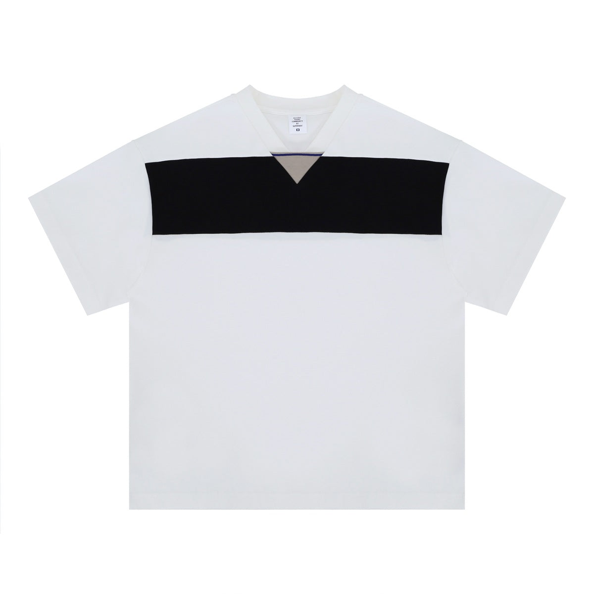 Vintage College Shirts Summer Embroidery Short Sleeve T-Shirt V-Neck