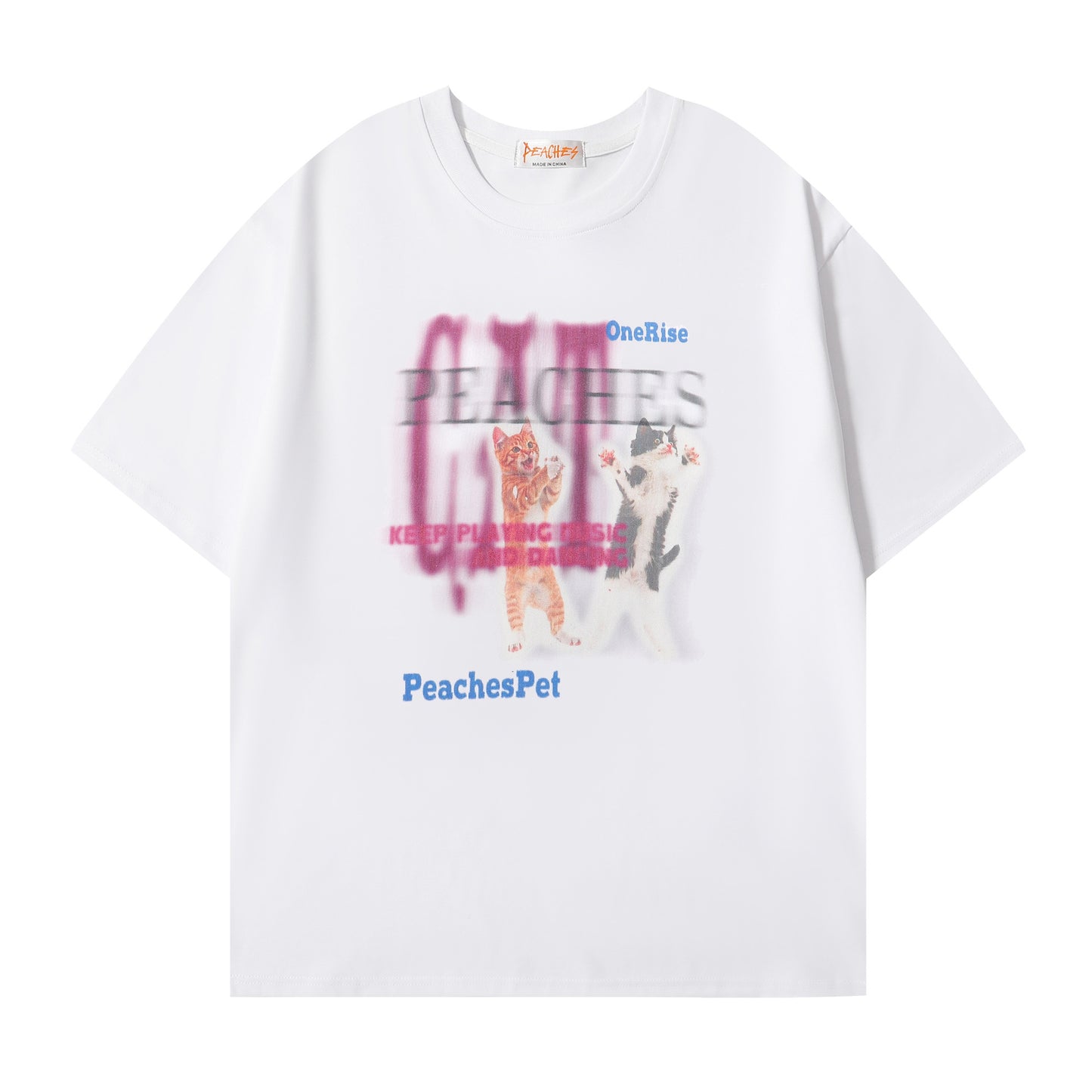 Vestimenta De Los 90 Summer Vintage Cat Print Short Sleeve T-Shirt