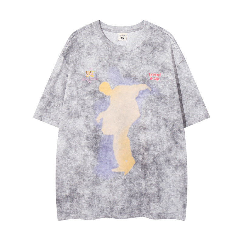 US drip outfits Summer Vintage Character Design Casual Loose Short Sleeve T-Shirts