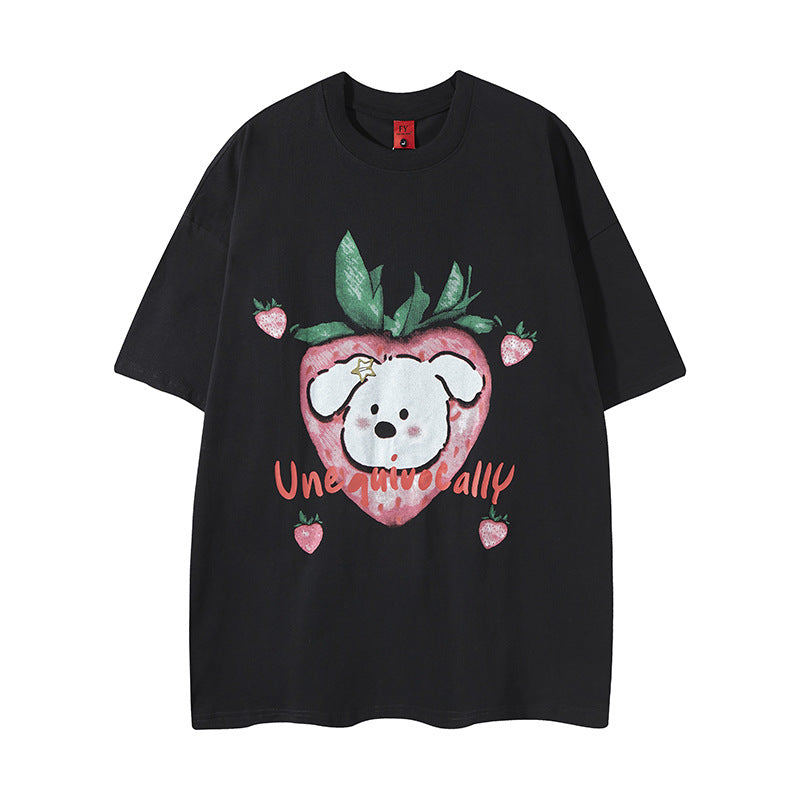 Nostalgia T Shirts Butterfly Print Short Sleeve T-Shirt Hip Hop Loose Crew Neck T-Shirt