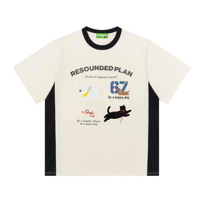 Hip Hop Shirts For Boys Summer Cartoon Puppy Print Crew Neck Short Sleeve T-Shirt