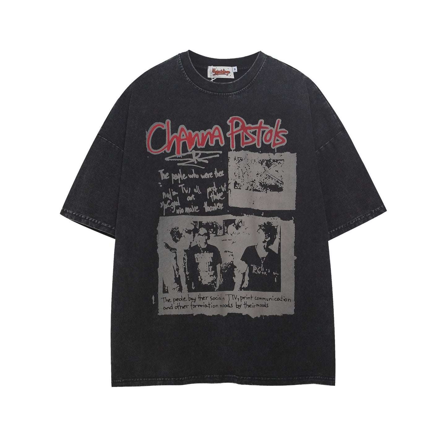 Hip Hop Clothing Summer Short Sleeve Vintage Hip Hop Wash T-Shirt