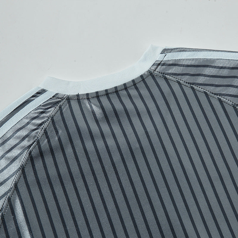 Nyc 1990 Shirt Striped V-Neck Short Sleeve T-Shirt