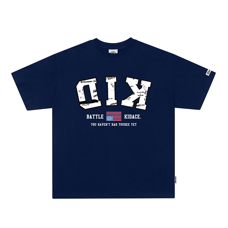 Vintage T Shirts Hip Hop Vintage Alphabet Print Short Sleeve T-Shirt Summer Loose Casual