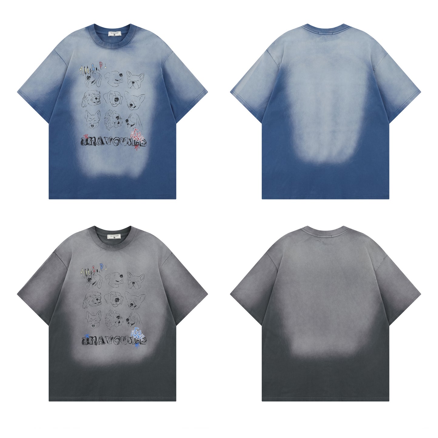 Ye T Shirt summer retro gradual change washed old printed T-shirt short sleeve