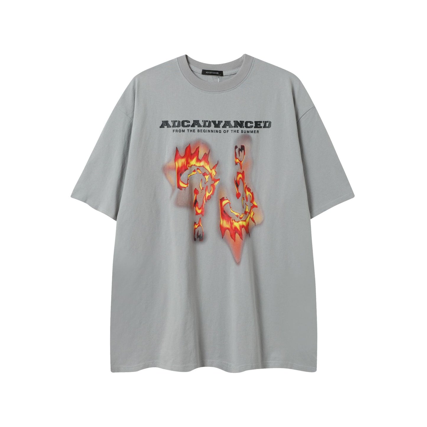 Ye T Shirt Summer Hip Hop Washed tee Flame Printed Short Sleeve T-Shirt