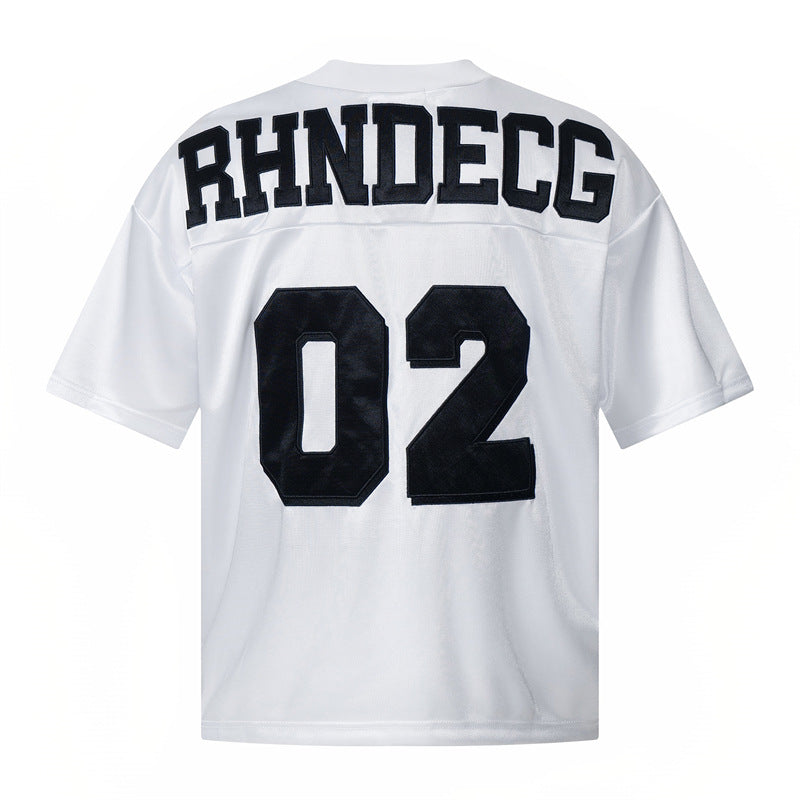 Hip Hop Shirts For Boys Hip Hop Rugby Shirt Printed Short Sleeve T-Shirt Loose, T-Shirt