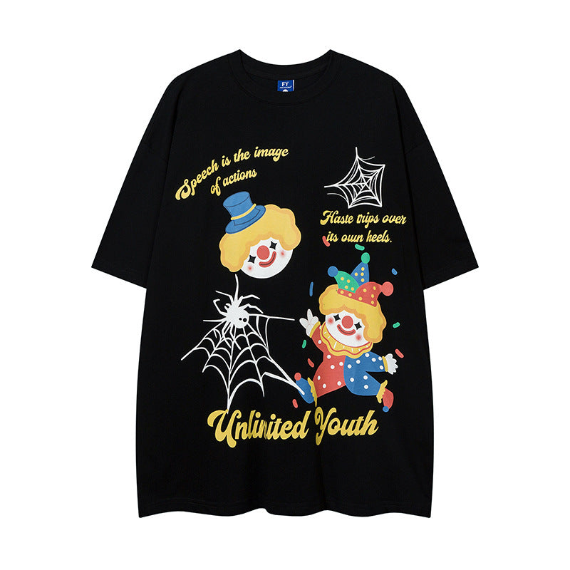Nostalgia T Shirts Butterfly Print Short Sleeve T-Shirt Hip Hop Loose Crew Neck T-Shirt