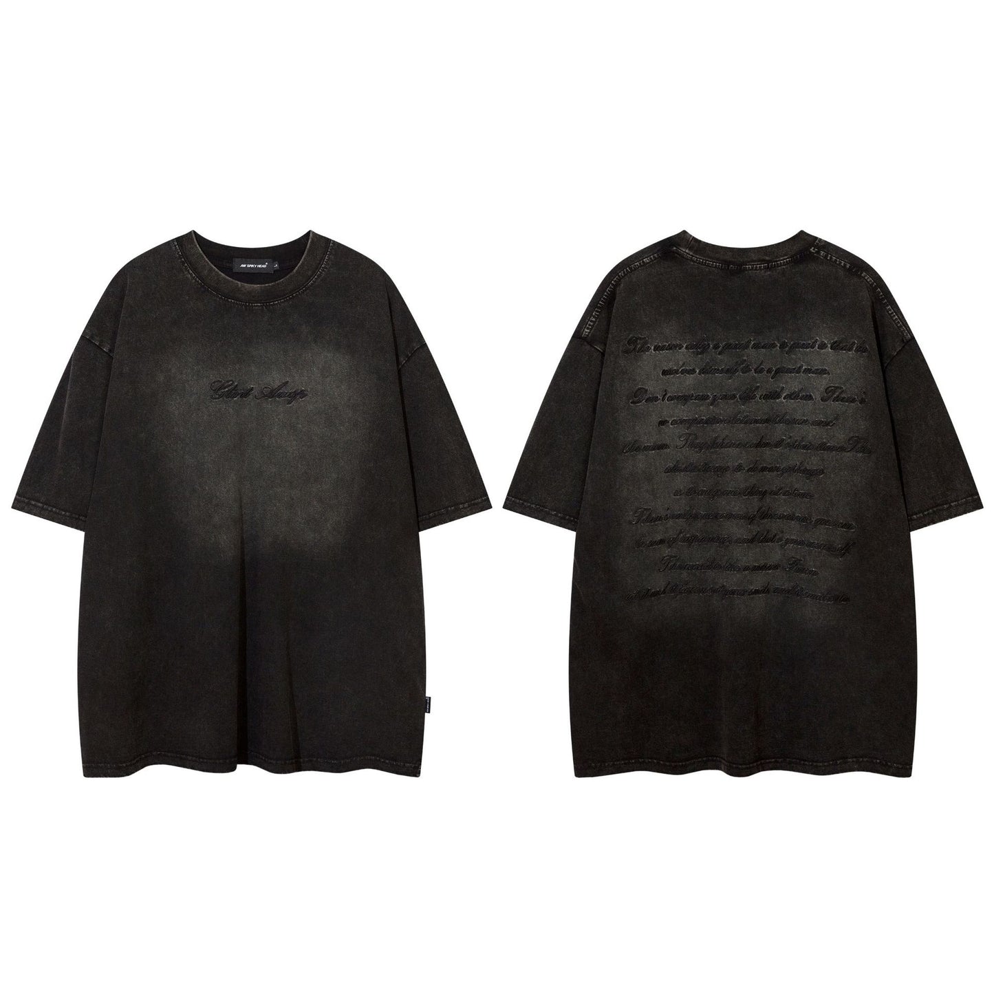 1990 Fashion T-Shirt Vintage Washing T-Shirt Short Sleeve Loose Embroidery