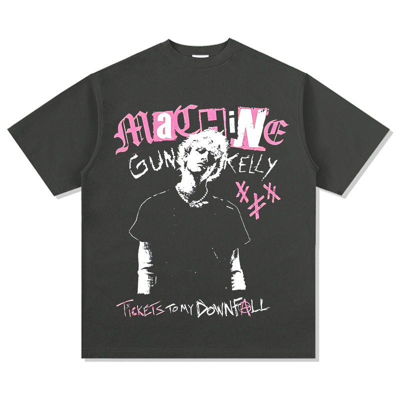Cool t rapper vintage hip hop mgk print short sleeve t-shirt