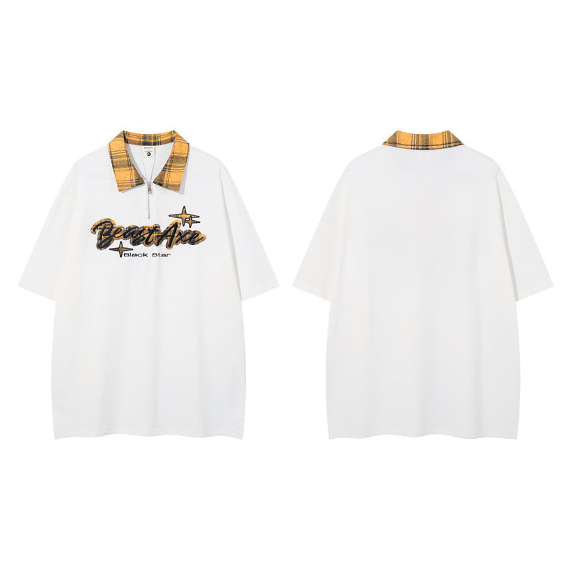 Y2K mens shirt loose letter short sleeve top