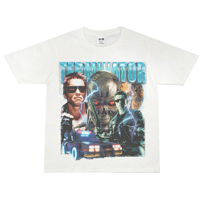 Film Star T Shirt Movie Terminator Poster Print Personalized Cotton Short Sleeve Loose round Neck T-shirt