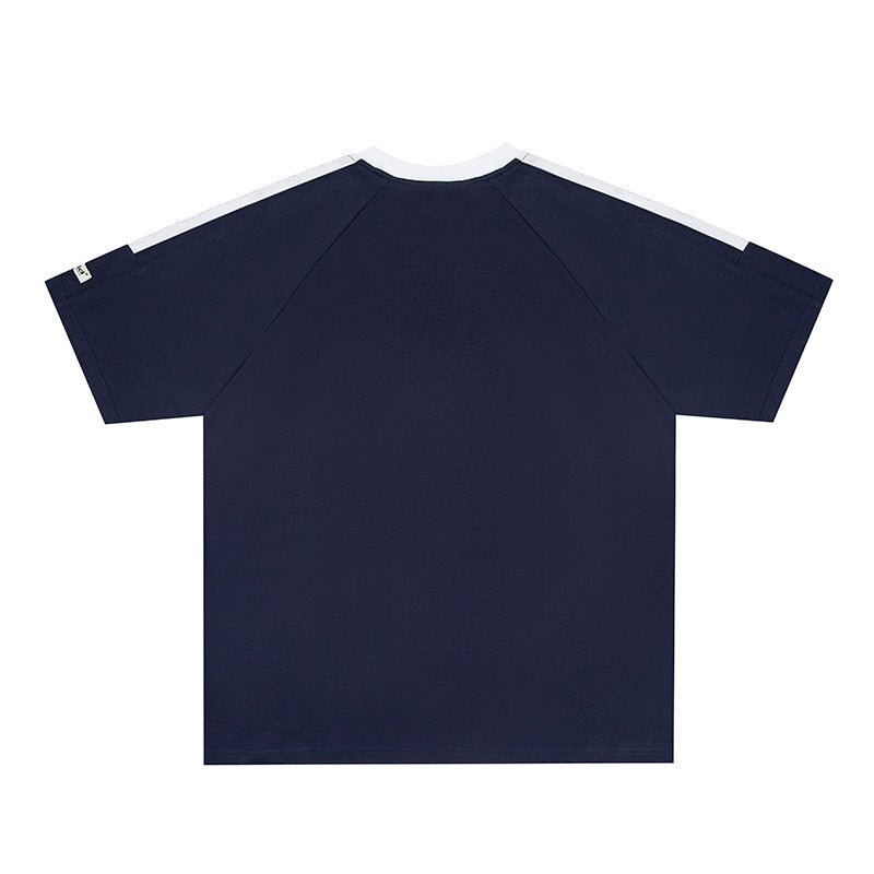 Vintage T Shirts Hip Hop Vintage Striped Alphabet Embroidered Short Sleeve T-Shirt