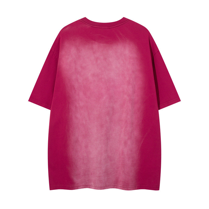 Y2K mens shirt washed network offset cloth embroidery T-shirt
