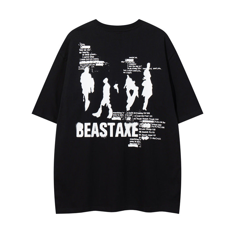 Y2K mens shirt washed T-shirt men's and women's short sleeves casual loose
