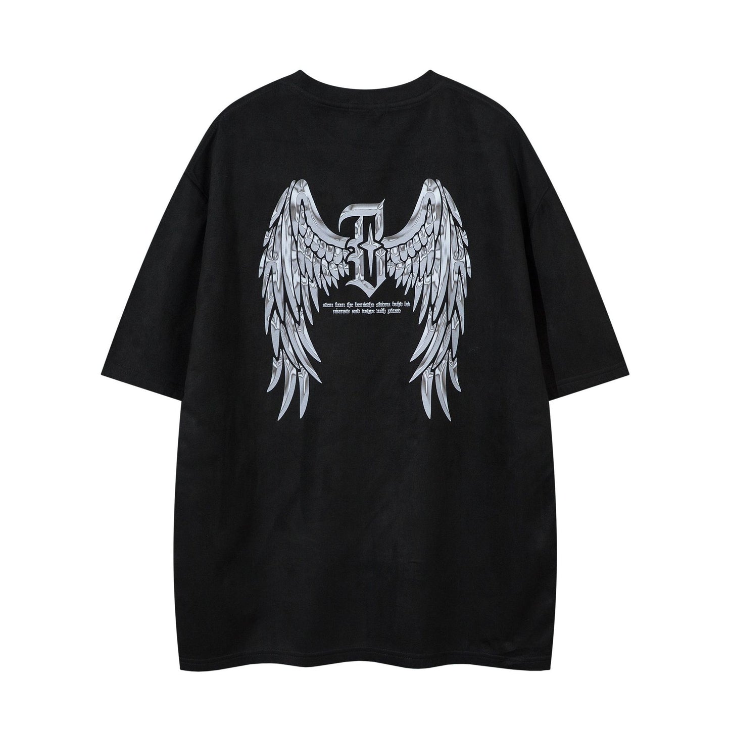 Ye T Shirt Summer Angel Wings Print Short Sleeve