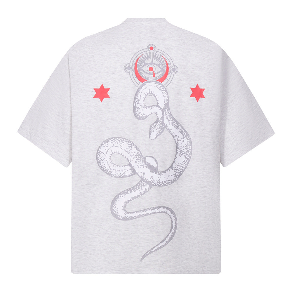 Vintage Usa Shirt Vintage Year of the Snake Short Sleeve T-Shirt Loose Casual Crew Neck Top