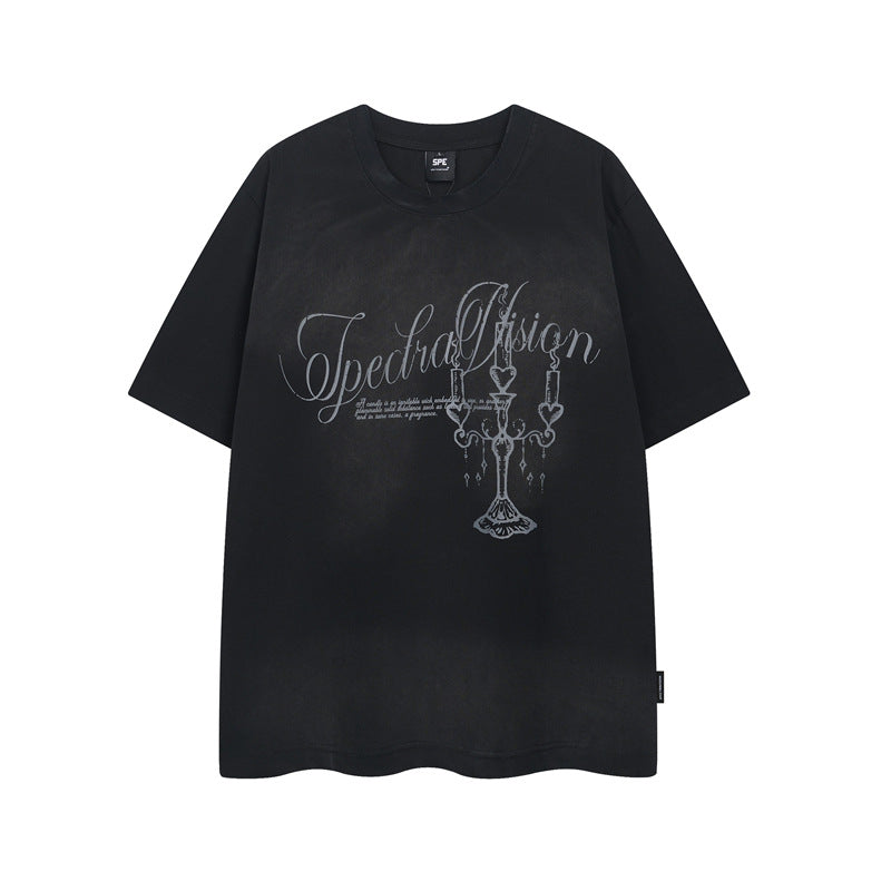Y2K mens shirt retro cleanfit loose short sleeve t-shirt
