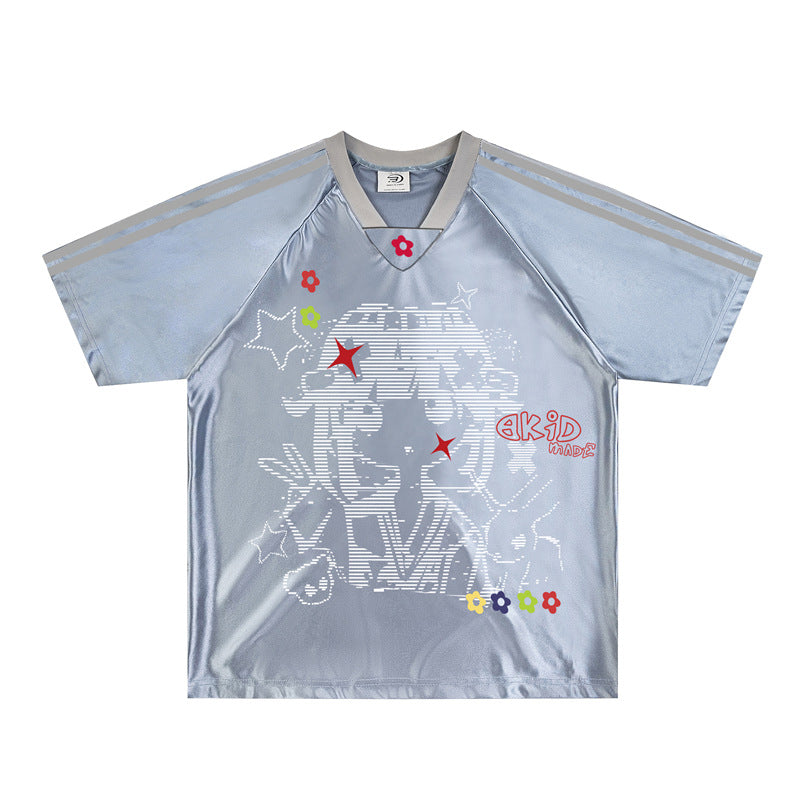 Casual Street Wear Vintage Cartoon Jersey Short Sleeve T-Shirt