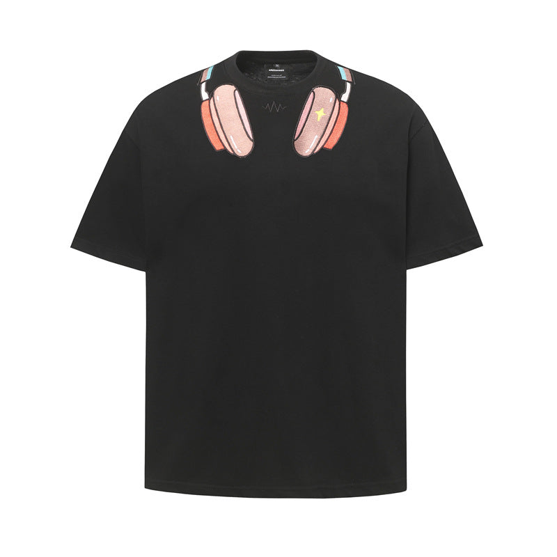 Casual Street Wear Headphones 3D Painting Printing Short Sleeve T-Shirt