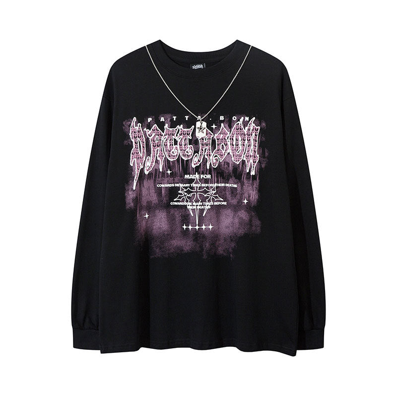 Marcas De Streetwear Pentagram Necklace Long Sleeve T-Shirt Casual Loose Casual Top