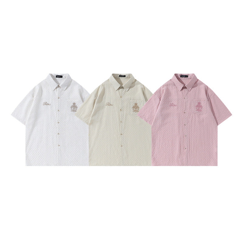 Y2K mens shirt vintage striped short sleeve shirt