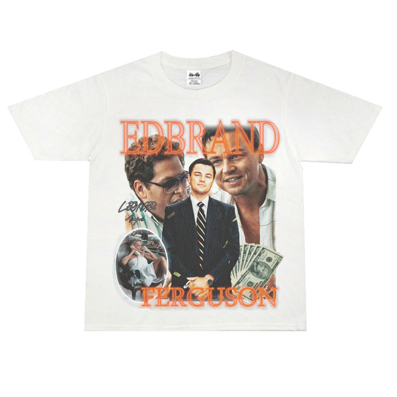 Film Star T Shirt Loose Heavy American Retro Street Personality T-shirt Men