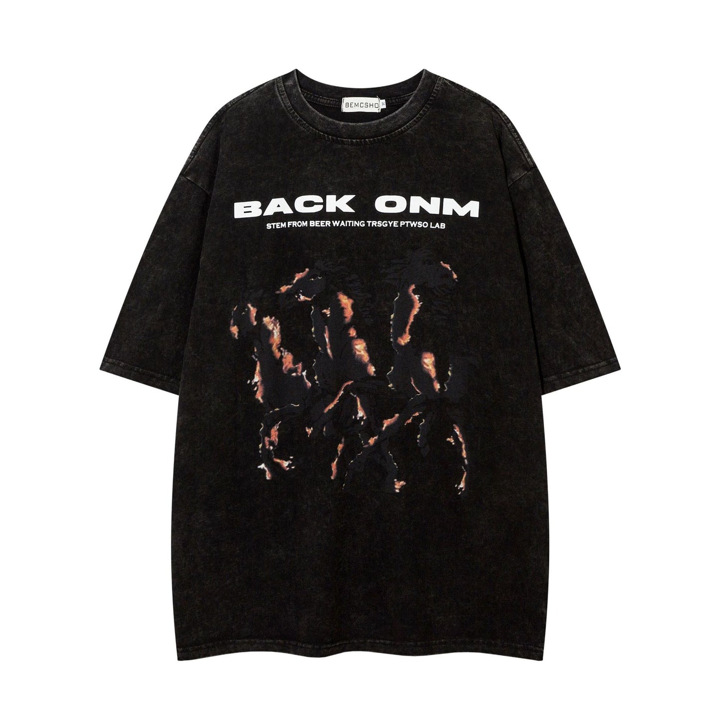 1990 Fashion T-Shirt Retro Washed Old T-Shirt Loose Short Sleeves