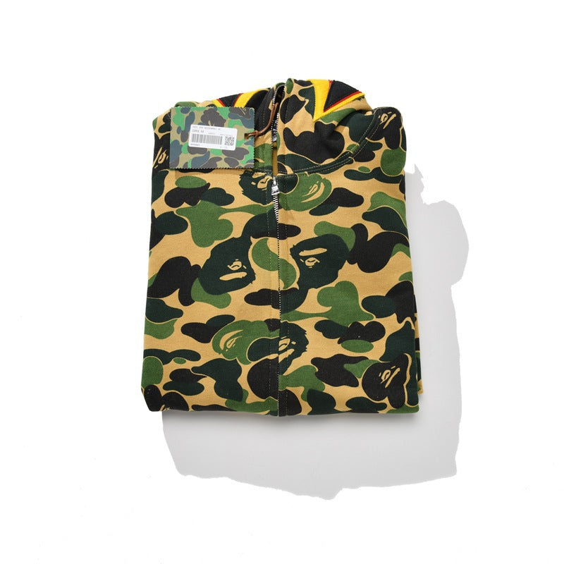 Ape Hoodie Joint S24 Falcon Full Zip Camouflage Loose Hooded Sweater