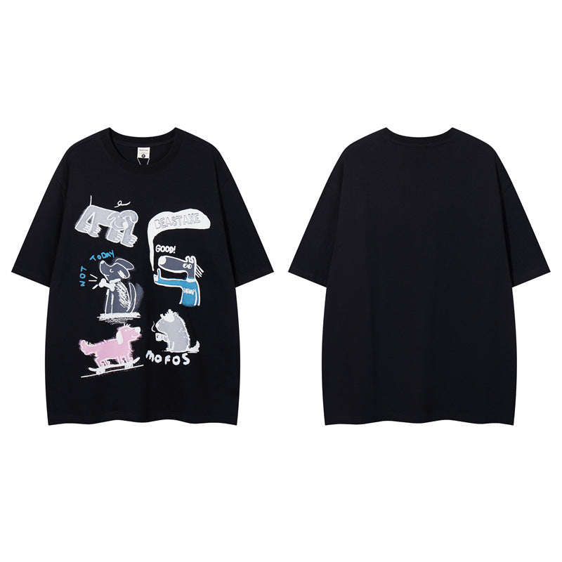 Y2K mens shirt fun pattern alphabet print short sleeve t-shirt