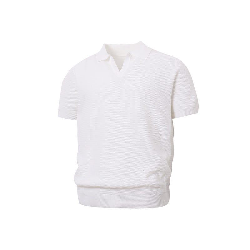 Casual Street Wear Lapel Knitted Polo Shirt T-Shirt