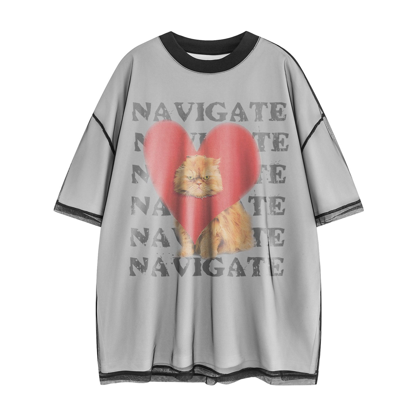 Camisetas streetwear Summer Kitten Letter Print Casual Loose Short Sleeve T-Shirt