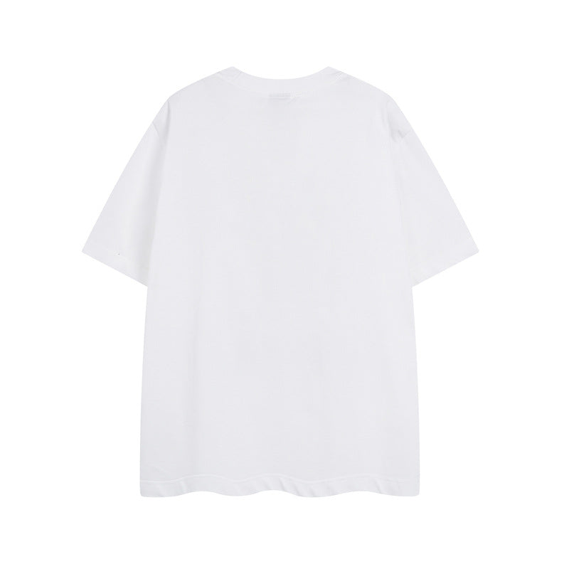 Y2K mens shirt washed heavy spray painted letters hip hop retro loose T-shirt