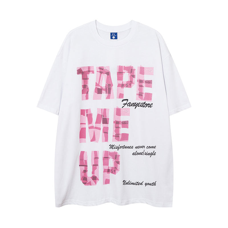 Vintage Tišö Rt alphabet print short-sleeved T-shirt summer oversize loose top