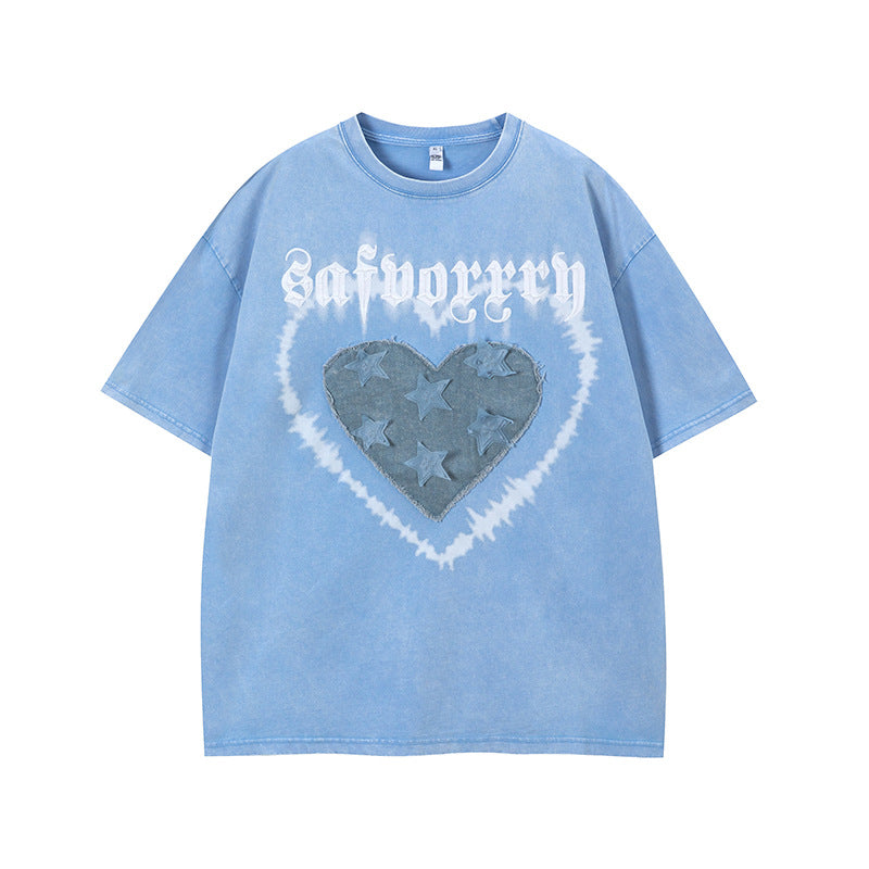 Vintage Tišö Rt Vintage Love Patch Embroidered Short Sleeve T-Shirt